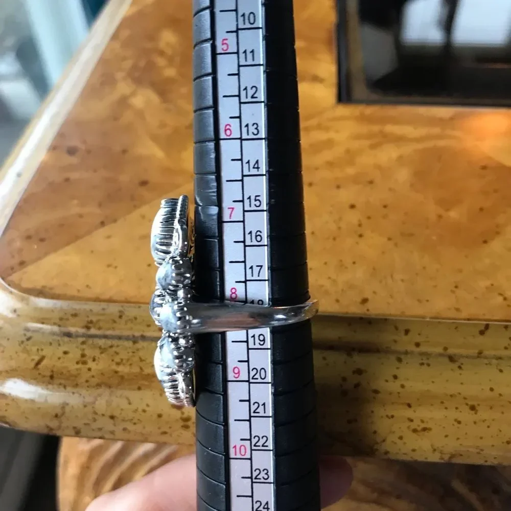 White Buffalo Sterling Silver Statement Ring Size 8